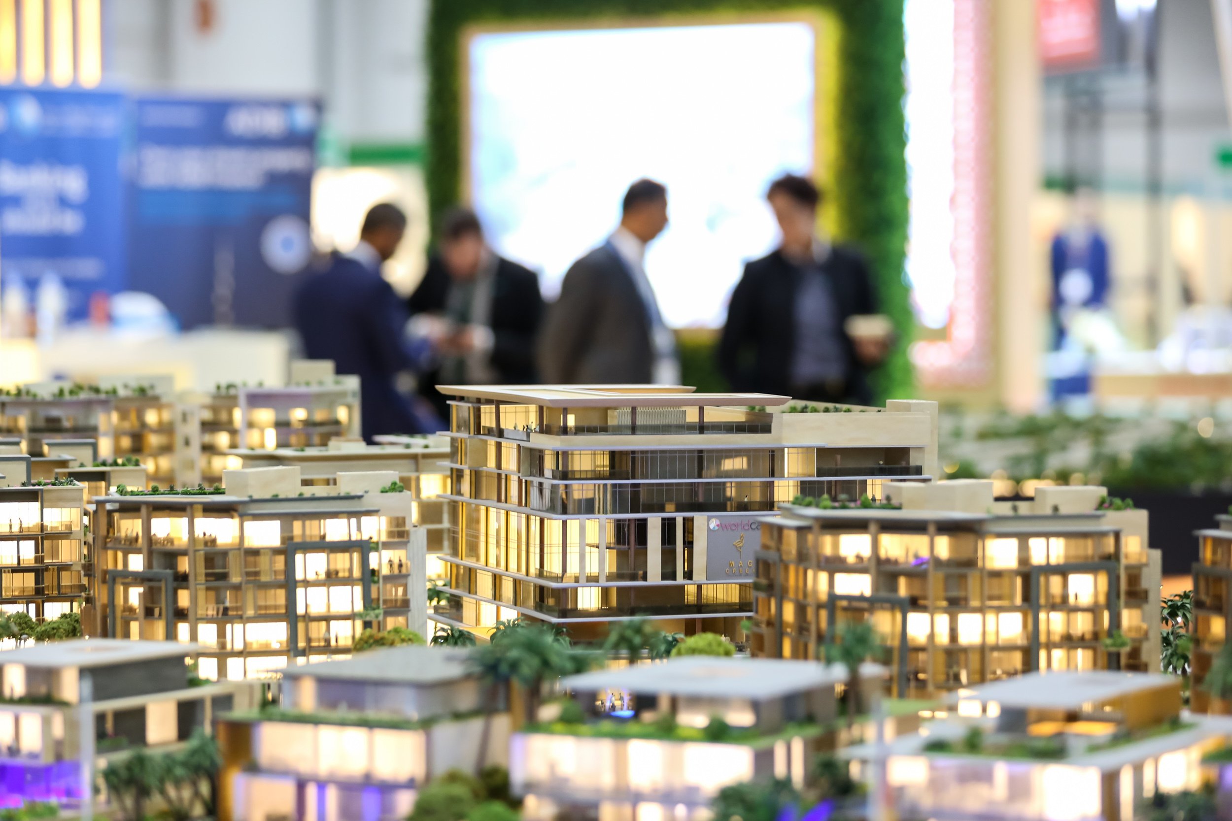 An architectural model of some buildings at the Abu Dhabi Convention and Exhibition Bureau