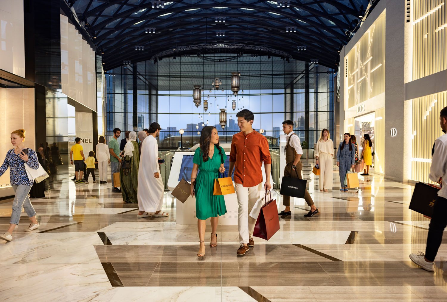 Luksusowe zakupy w Galleria Al Maryah Island.