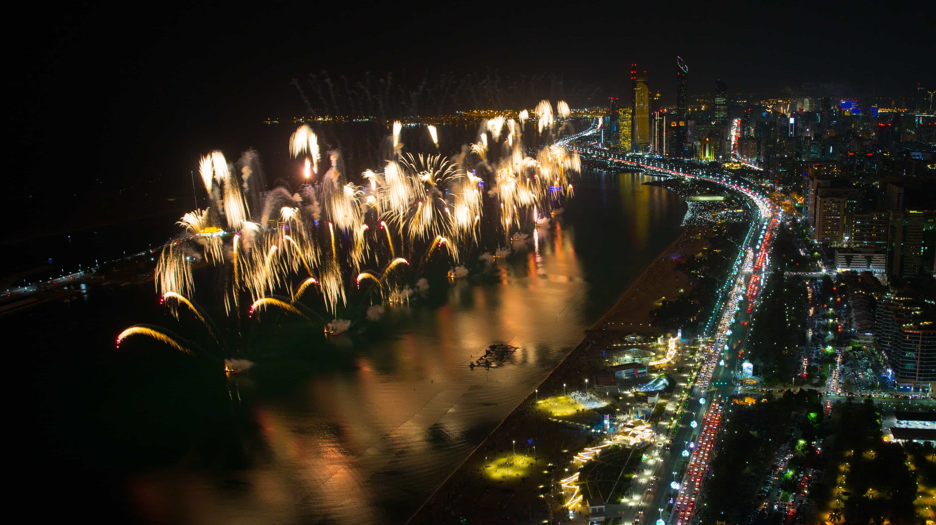Fireworks on one of the public holidays in Abu Dhabi Emirate