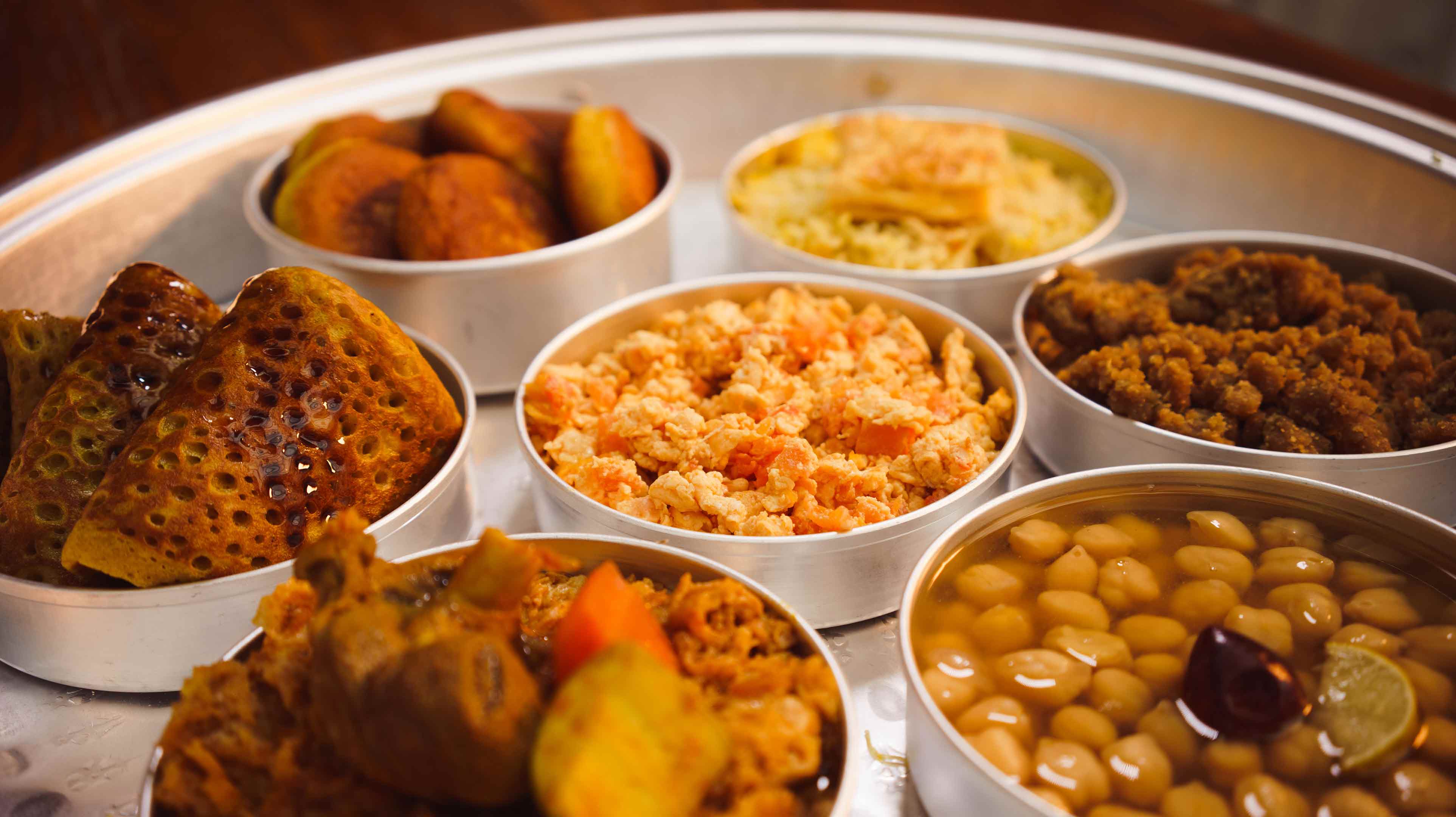 A traditional Emirati meal of seven different dishes