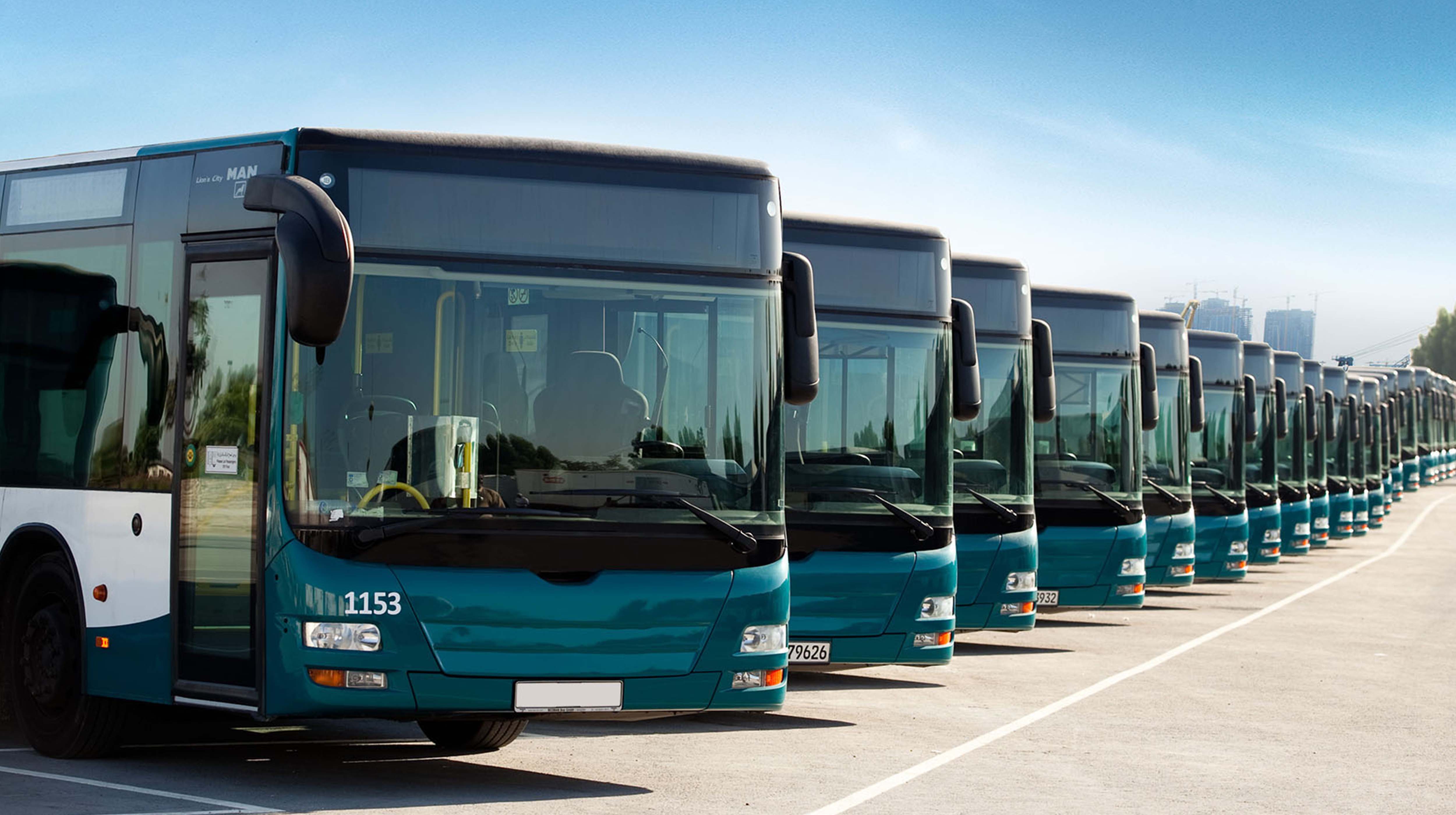 A fleet of Abu Dhabi's public buses
