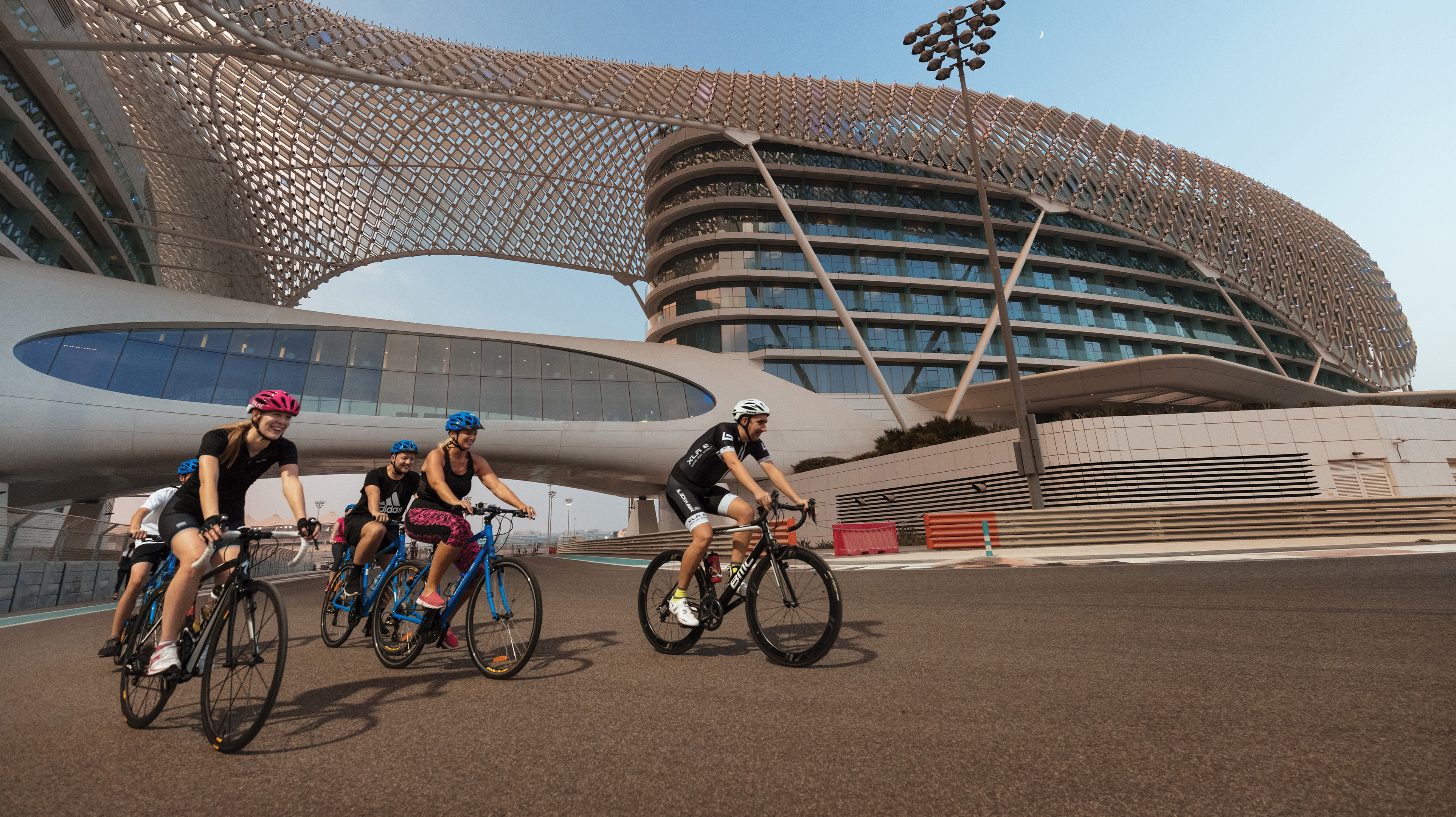Cycling on Yas Marina Circuit in Abu Dhabi