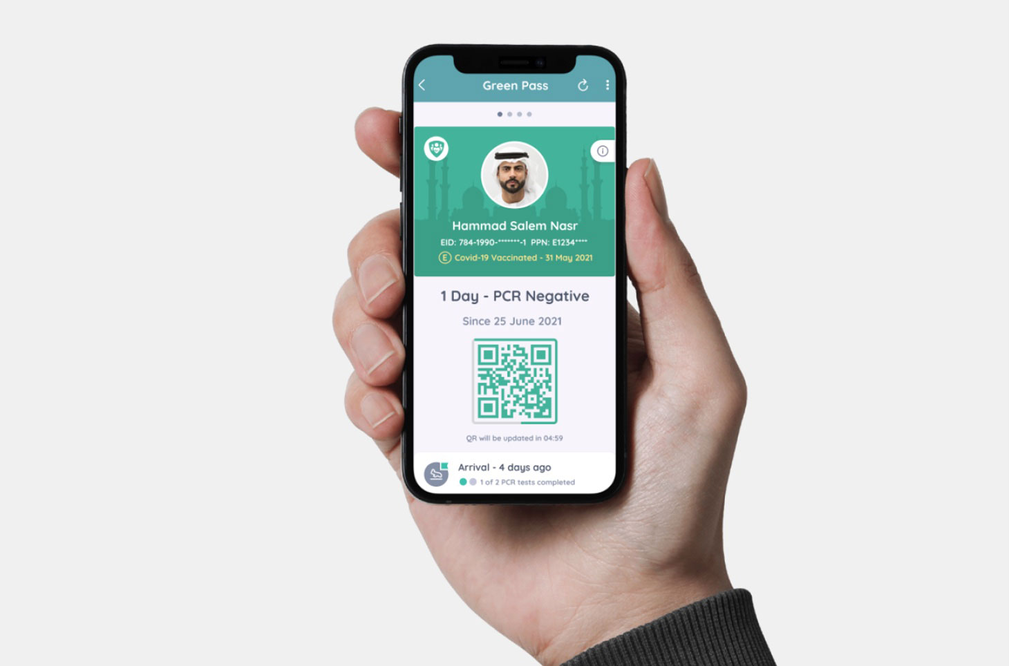 Immagine di un risultato di una prova COVID su mobile.