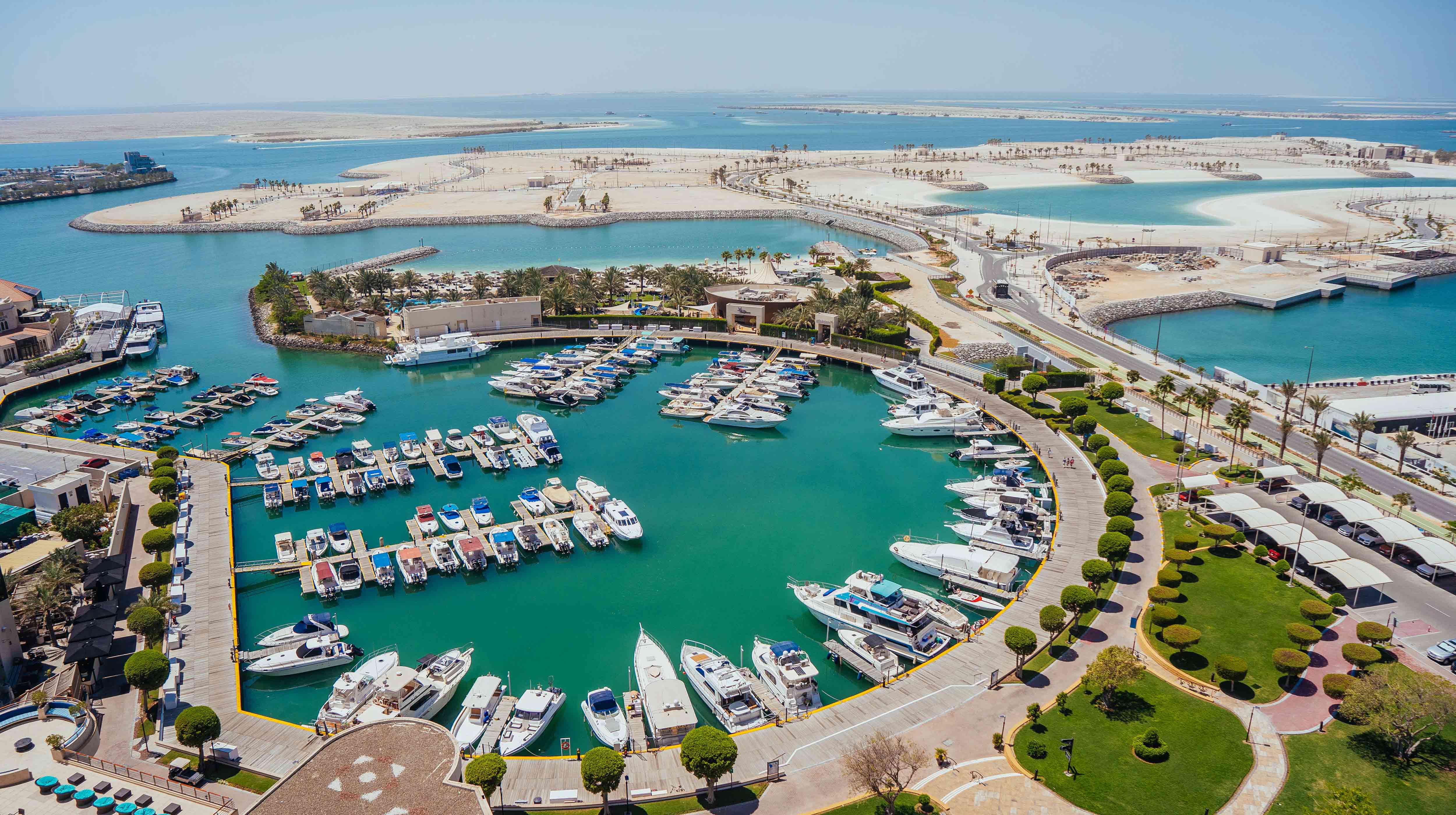 Boats docked at the InterContinental Abu Dhabi Marina