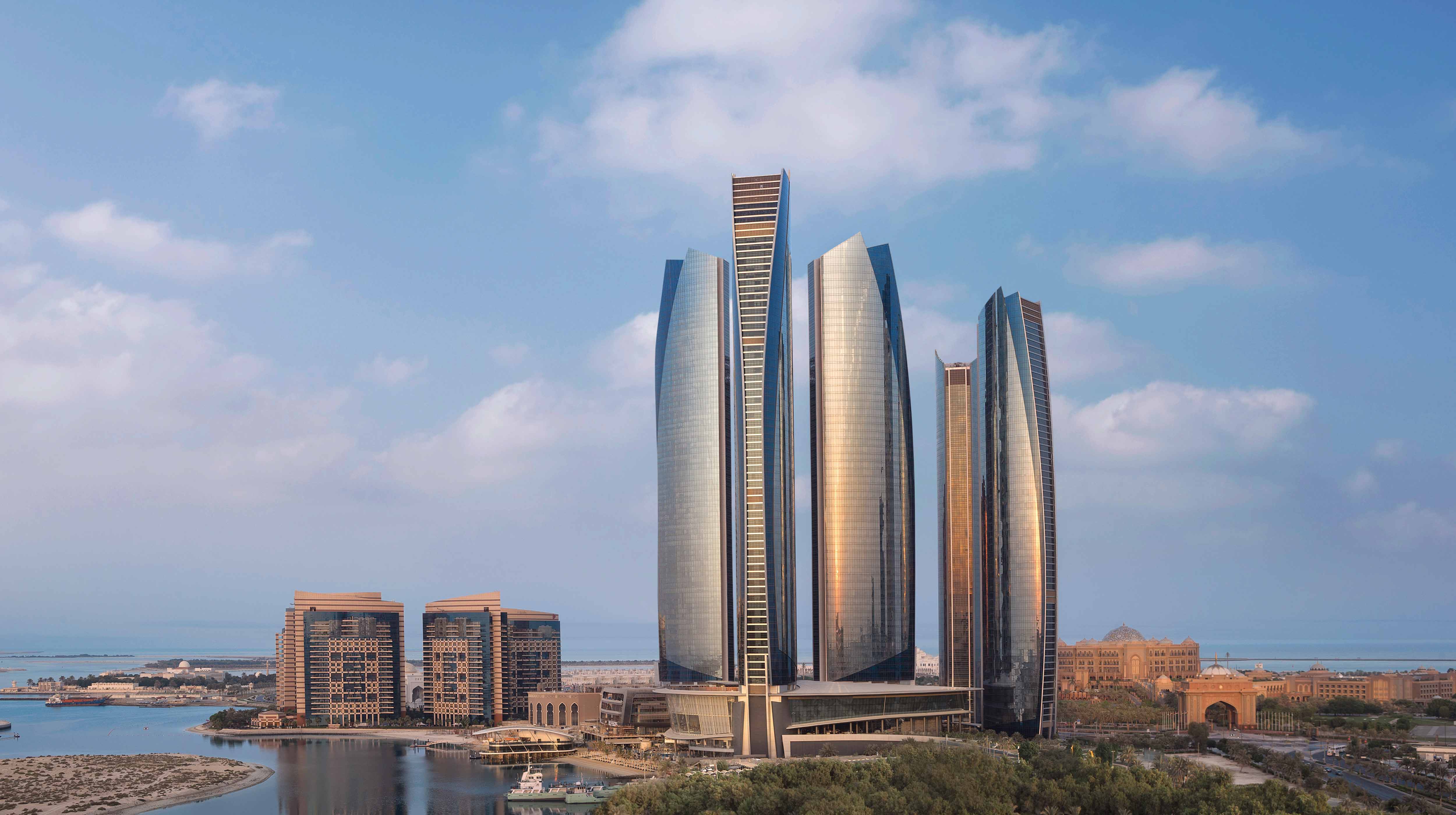 Etihad Towers beside the sea front